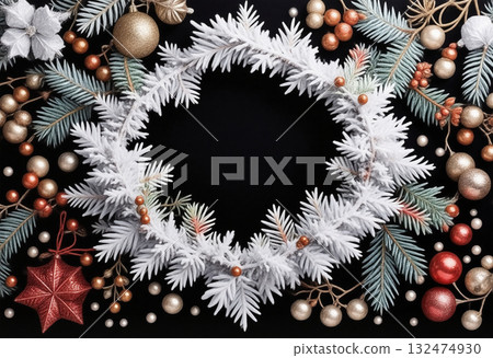 聖誕紅框 132474930