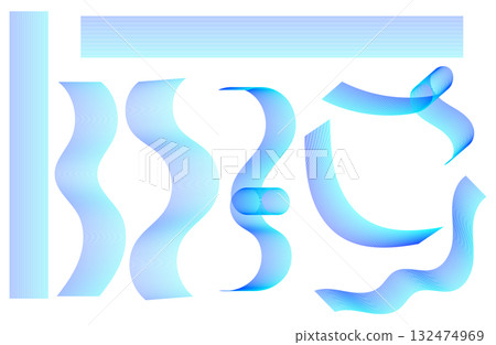 手寫絲帶套裝漸層藍/淺藍 132474969