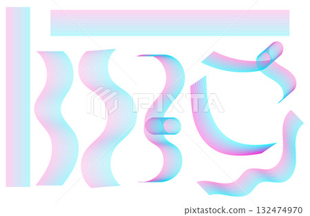 手寫絲帶設定漸層粉紅色和淺藍色 132474970