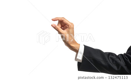 Businesswoman's hand gesture of pinching something small | No background, transparent PNG, copy space 132475113
