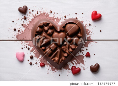 情人節心型照片與心型巧克力 情人節心型照片與心型巧克力 132475577