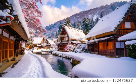 白川鄉下雪 132475627