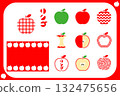 Retro cute apple material set 132475656