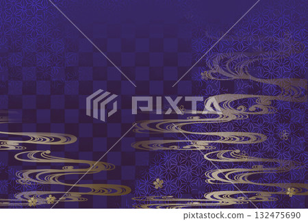 Purple and gold Japanese style background 132475690