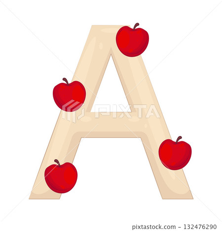 Illustration of letter a for apple Illustration of letter a for apple 132476290