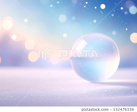 雪背景和玻璃球 132476339