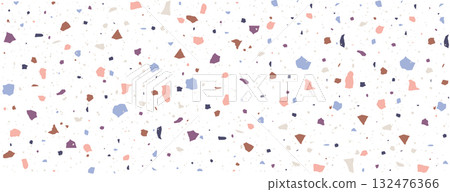 Speckle Terrazo. Classic Italian floor with pieces of marble, quartz and granite. Chaotic scattered confetti backdrop. Retro Vector illustration 132476366