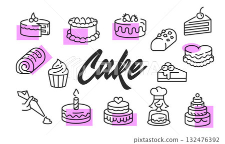 Cake Poster. Vector Illustration 132476392
