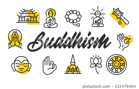 Buddhism Poster. Vector Illustration 132476404