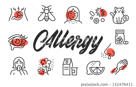 Allergy Poster. Vector Illustration Allergy Poster. Vector Illustration 132476411