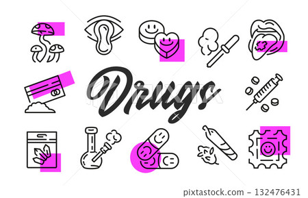 Drugs Poster. Vector Illustration 132476431