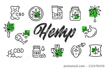 Hemp Poster. Vector Illustration Hemp Poster. Vector Illustration 132476439