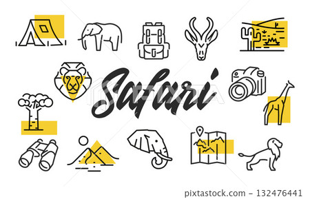 Safari Poster. Vector Illustration Safari Poster. Vector Illustration 132476441
