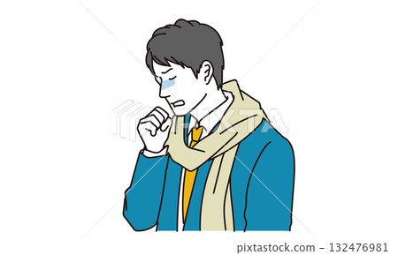 咳嗽商人的插畫素材 132476981