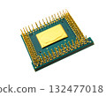 Precise circuit chip with shining gold contacts | No background, transparent PNG, copy space 132477018