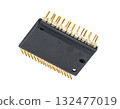 Precise circuit chip with shining gold contacts | No background, transparent PNG, copy space 132477019