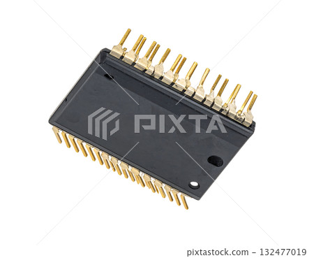 Precise circuit chip with shining gold contacts | No background, transparent PNG, copy space Precise circuit chip with shining gold contacts | No background, transparent PNG, copy space 132477019