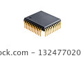 Precise circuit chip with shining gold contacts | No background, transparent PNG, copy space 132477020