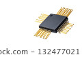 Precise circuit chip with shining gold contacts | No background, transparent PNG, copy space 132477021