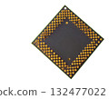 Precise circuit chip with shining gold contacts | No background, transparent PNG, copy space 132477022
