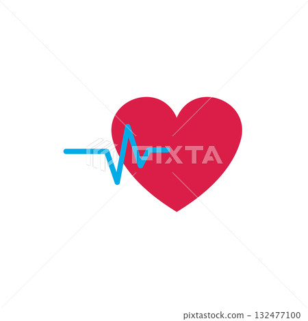 Heart shape with heartbeat line. Heart shape with heartbeat line. 132477100