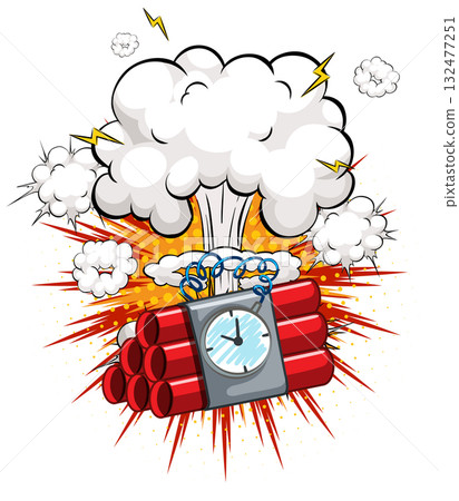 Cartoon Dynamite Bundle with Timer and Explosion Cartoon Dynamite Bundle with Timer and Explosion 132477251