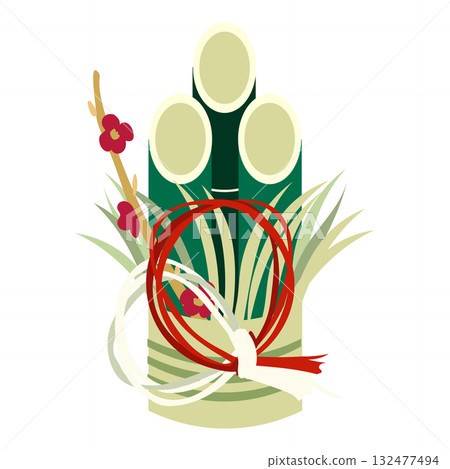 Bamboo and plum New Year's illustration Bamboo and plum New Year's illustration 132477494