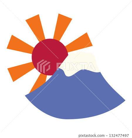 富士山和初升日出的新年插圖 132477497