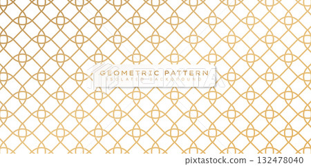 Seamless geometric pattern square shape rounded corner in gold and isolated white color backgrounds for fabric, cover, wrapping papers, Fashionable modern wallpaper or textile material printing 132478040