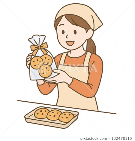 就業支援：製作糖果並在跳蚤市場和市場上銷售的培訓插圖 132478110