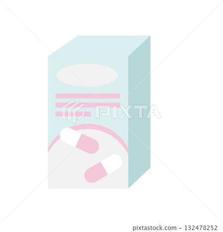 非處方家用藥品的可愛插圖 132478252