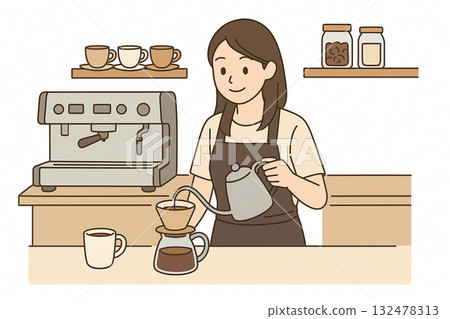 就業支援：咖啡館沖泡咖啡和銷售培訓的插圖 132478313