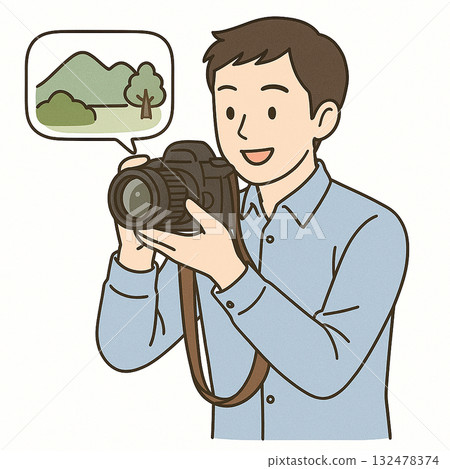 Employment support Illustration of a man taking a photo Employment support Illustration of a man taking a photo 132478374