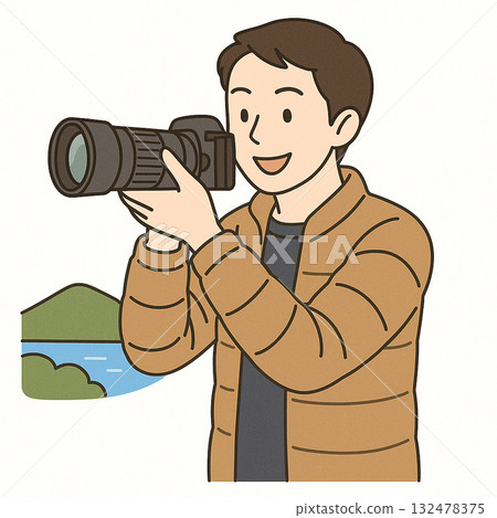 Employment support Illustration of a man taking a photo Employment support Illustration of a man taking a photo 132478375
