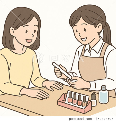 Employment support: Illustration of training in makeup, hair, and nails Employment support: Illustration of training in makeup, hair, and nails 132478397