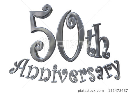 3DCG文字“50週年/50週年紀念馬克·斯帕克” 132478487