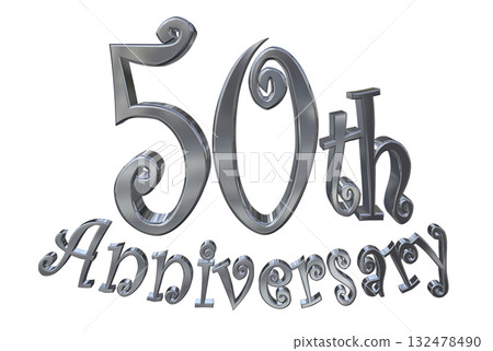 3DCG text "50th Anniversary/50th Anniversary Mark Sparkle" 132478490