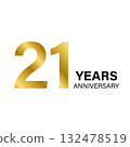 21 years anniversary gold icon vector for graphic design, logo, website, social media, mobile app, UI illustration 132478519