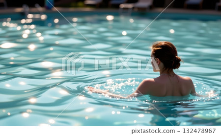Two contrasting views of water one, an expansive body of deep blue water with small ripples, offering an up close perspective Two contrasting views of water one, an expansive body of deep blue water with small ripples, offering an up close perspective 132478967