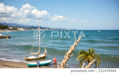 Two contrasting views of water  one, an expansive body of deep blue water with small ripples, offering an up close perspective 132478984