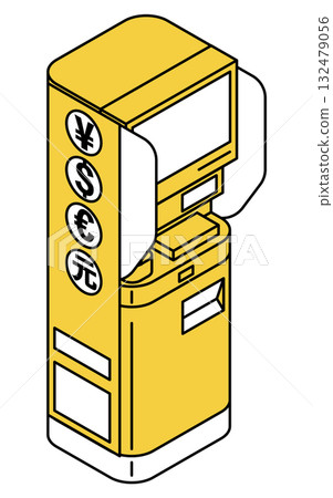 貨幣兌換機的簡單線條繪製等距圖 132479056