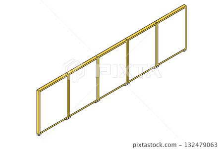 Simple line drawing isometric illustration of interlocking office row partitions Simple line drawing isometric illustration of interlocking office row partitions 132479063