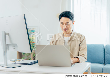 Middle men who telework Middle men who telework 132479377