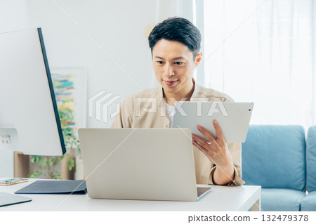 Middle men who telework Middle men who telework 132479378