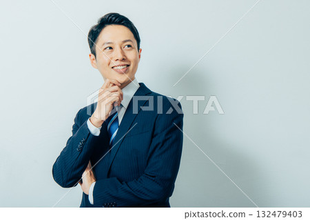 Middle-aged man suit portrait 132479403