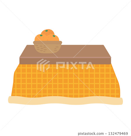 Kotatsu and mandarin orange illustration 132479469