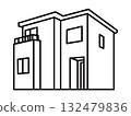 Simplified diagram of a detached house②_Line drawing 132479836