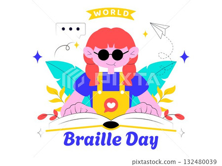 World Braille Day Vector Illustration Celebrating January 4th, Featuring the Braille Alphabet as a Means of Communication on a Flat Background World Braille Day Vector Illustration Celebrating January 4th, Featuring the Braille Alphabet as a Means of Communication on a Flat Background 132480039