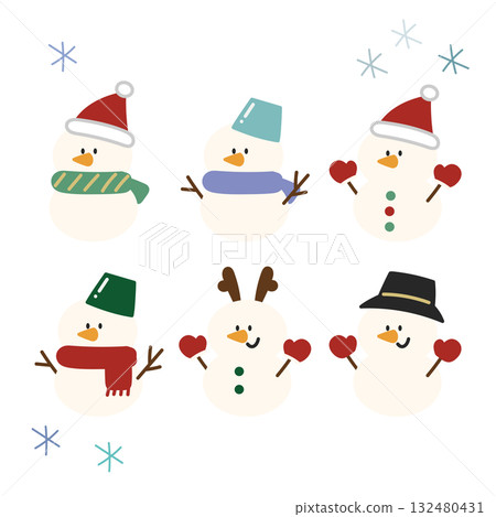 各種雪人插圖集 各種雪人插圖集 132480431