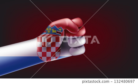 Fist with flag of Croatia. 3d vector illustration Fist with flag of Croatia. 3d vector illustration 132480697